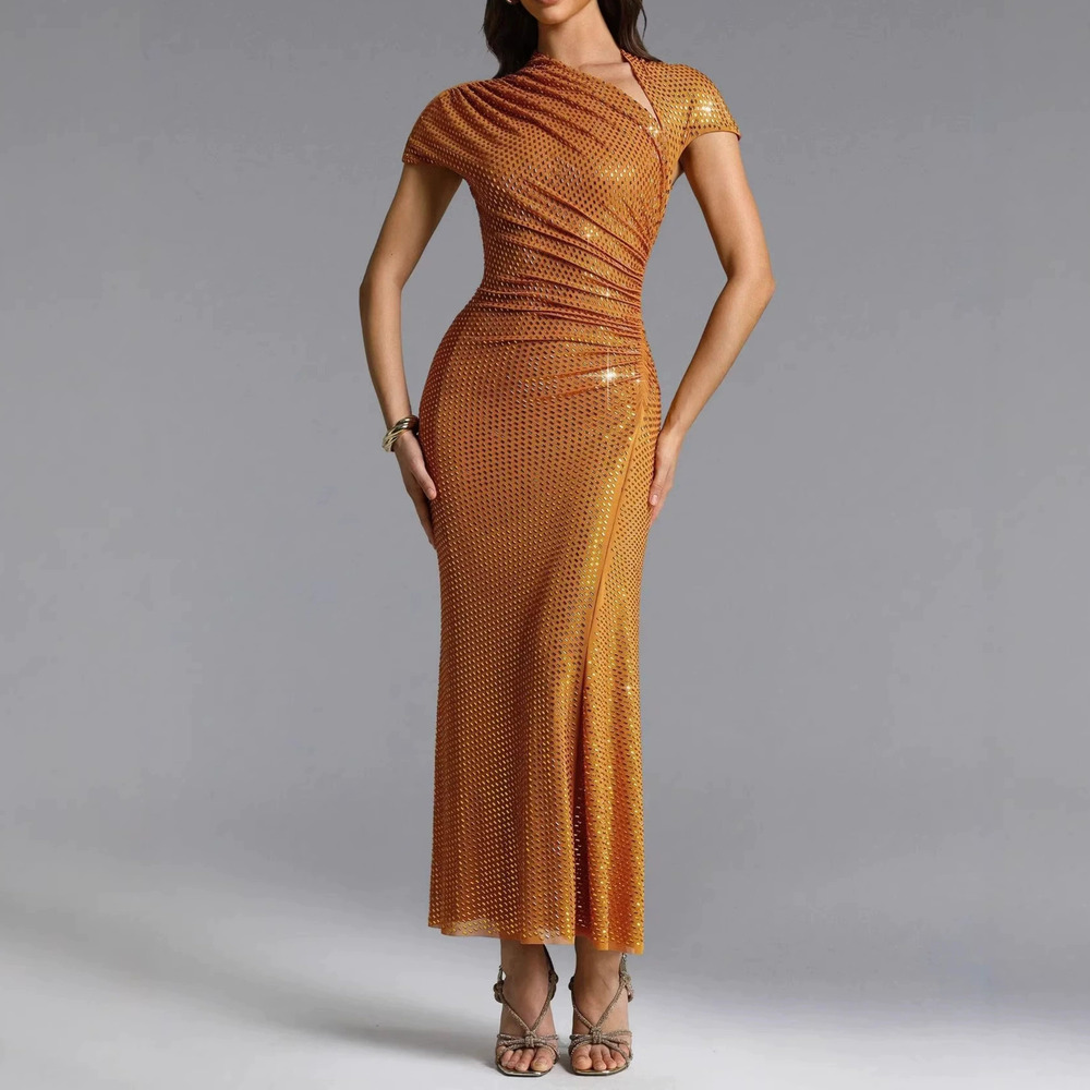 Forever 21 Luxury Summer Rhinestone Waist Cinching Pleated Dress